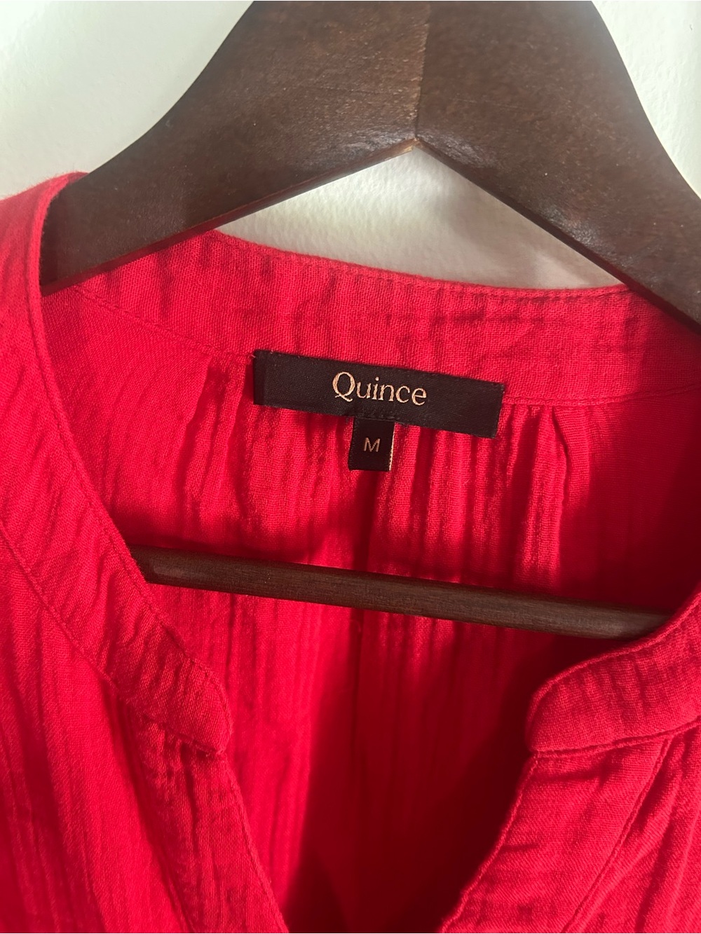 Quince Women's Red Button-Front Tunic Tiered Dress - Picture 2 of 6